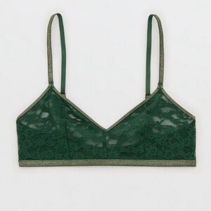 NWT Aerie Show Off Shine Vintage Lace Triangle Bralette Green Small
